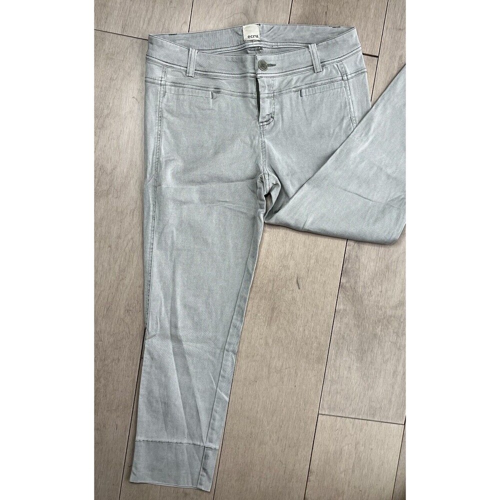 Ecru Jeans Cuffed Croped 1483-GT Wmn Sz 4 6 8 31” Waist Pants Stretch Green Gray